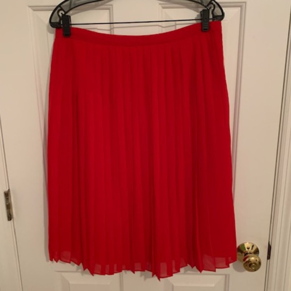 NWT Ann Taylor, Red Pleated Skirt, Zipper, Lined, SZ 10